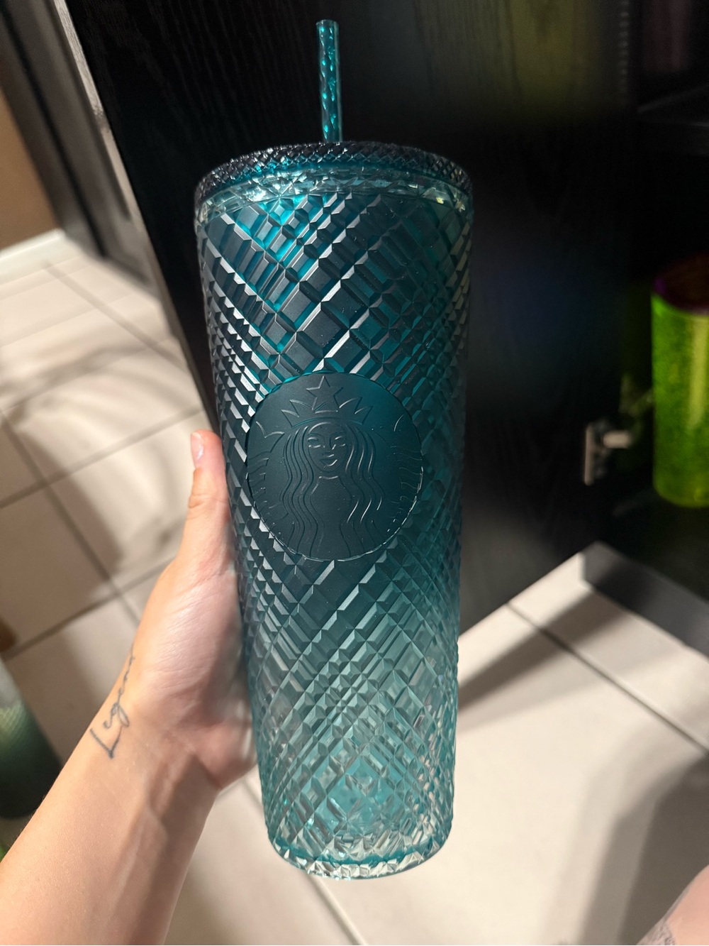 Starbucks Teal Textured Cold Cup Tumbler with Straw